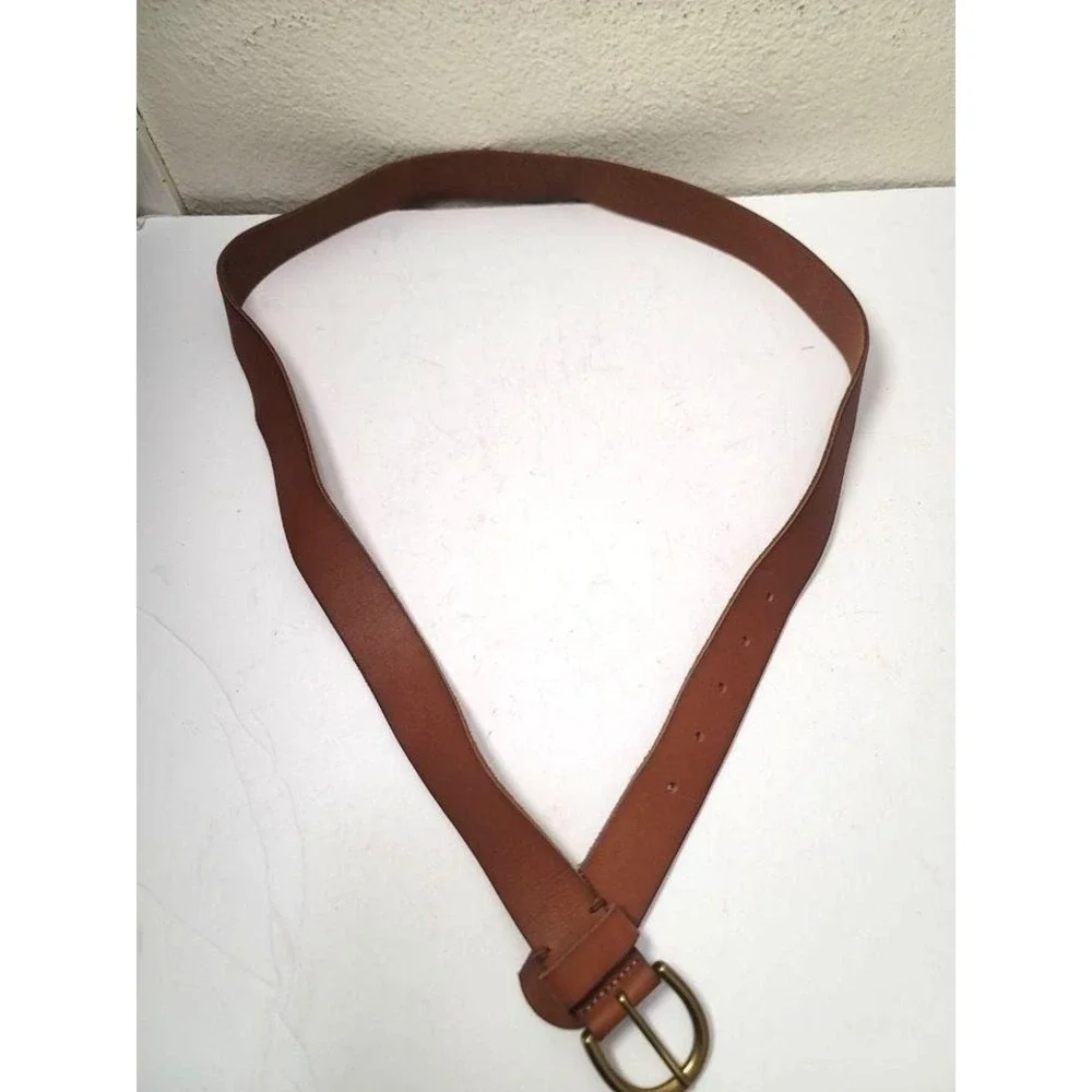 Brown‎ Unisex Leather Belt With Brass Buckle Size XXL